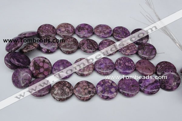 CMB32 15.5 inches 25mm flat round dyed natural medical stone beads