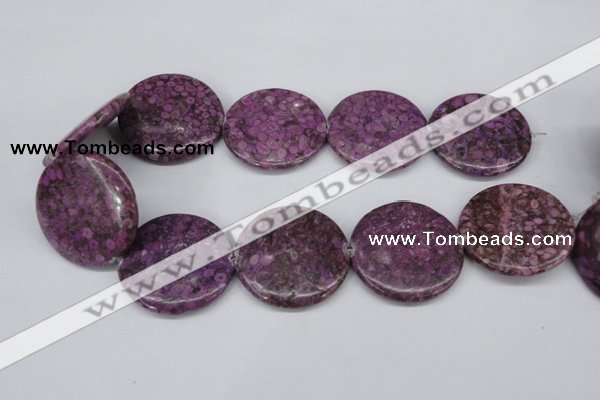 CMB34 15.5 inches 40mm flat round dyed natural medical stone beads