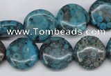 CMB42 15.5 inches 16mm flat round dyed natural medical stone beads