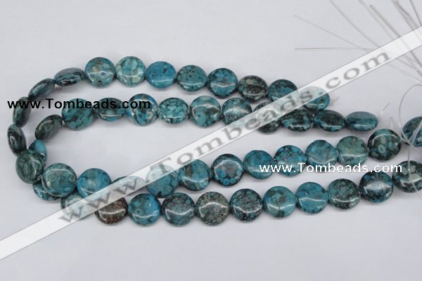 CMB42 15.5 inches 16mm flat round dyed natural medical stone beads