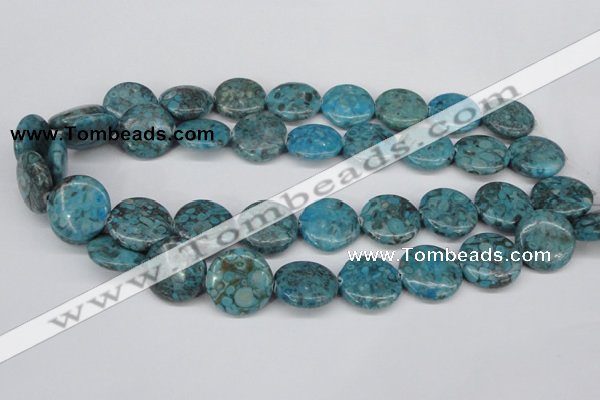 CMB43 15.5 inches 20mm flat round dyed natural medical stone beads