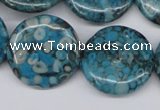 CMB44 15.5 inches 25mm flat round dyed natural medical stone beads