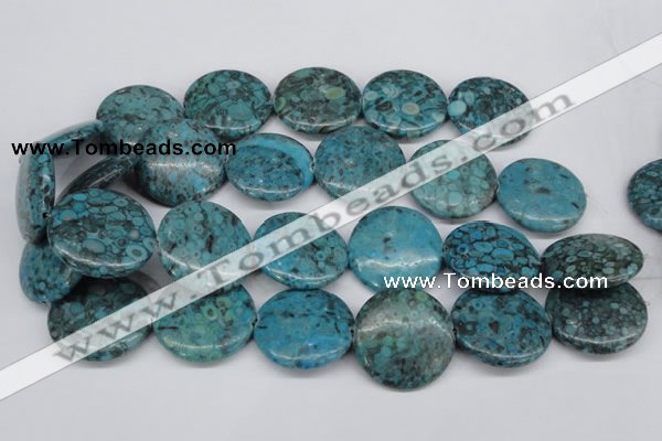 CMB45 15.5 inches 30mm flat round dyed natural medical stone beads