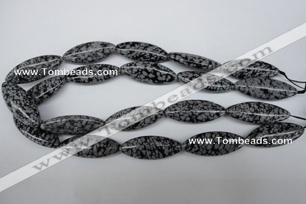 CME02 15.5 inches 15*40mm marquise snowflake obsidian beads