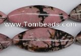 CME08 15.5 inches 15*40mm marquise rhodonite gemstone beads