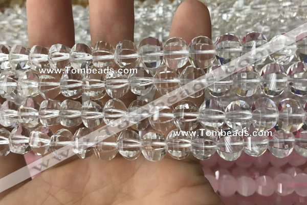 CME200 15.5 inches 7*9mm - 8*10mm pumpkin white crystal beads