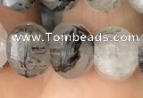 CME207 15.5 inches 7*9mm - 8*10mm pumpkin black rutilated quartz beads