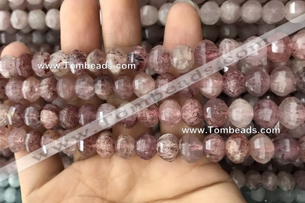 CME208 15.5 inches 7*9mm - 8*10mm pumpkin strawberry quartz beads