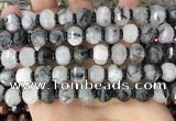 CME302 15.5 inches 8*11mm - 9*12mm pumpkin black rutilated quartz beads