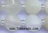 CME357 15 inches 10mm pumpkin white moonstone beads