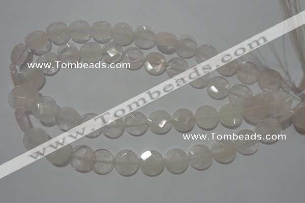 CME50 15.5 inches 15mm faceted coin rose quartz gemstone beads