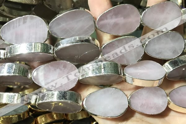 CME505 12 inches 18*28mm - 20*30mm flat teardrop rose quartz beads