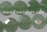 CME52 15.5 inches 15mm faceted coin green aventurine gemstone beads