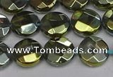 CME62 15.5 inches 10mm faceted coin plated white crystal beads