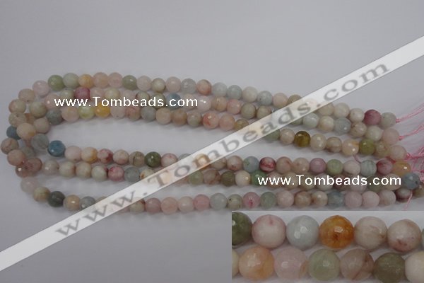 CMG122 15.5 inches 8mm faceted round natural morganite beads