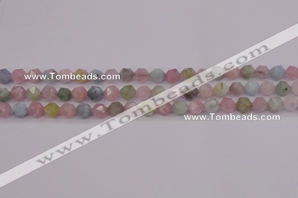 CMG201 15.5 inches 6mm faceted nuggets morganite gemstone beads