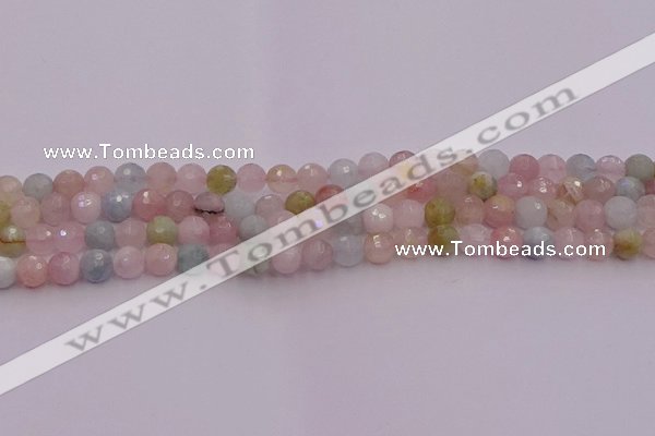 CMG210 15.5 inches 6mm faceted round morganite beads wholesale