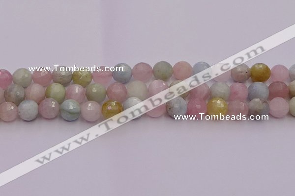 CMG212 15.5 inches 10mm faceted round morganite beads wholesale