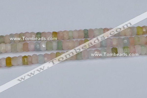 CMG217 15.5 inches 5*9mm faceted rondelle morganite beads