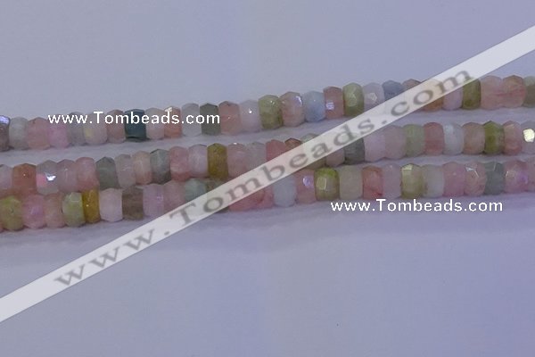 CMG221 15.5 inches 5*8mm faceted rondelle morganite beads