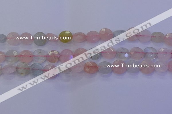 CMG253 15.5 inches 10mm faceted coin morganite beads