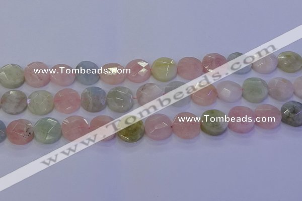 CMG254 15.5 inches 12mm faceted coin morganite beads