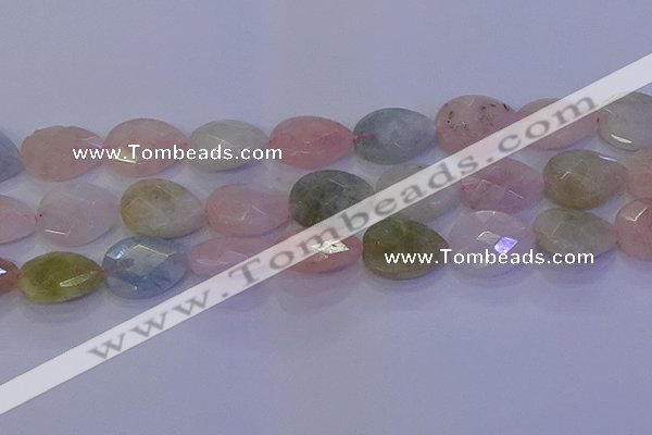 CMG274 15.5 inches 13*18mm faceted flat teardrop morganite beads