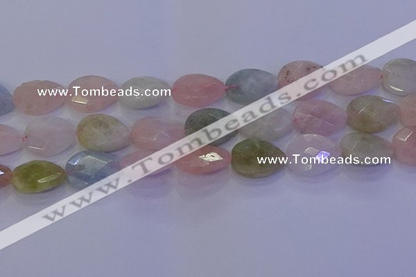 CMG275 15.5 inches 15*20mm faceted flat teardrop morganite beads