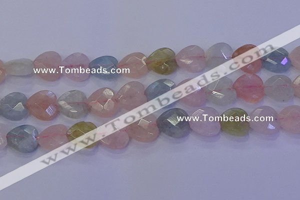 CMG285 15.5 inches 14*14mm faceted heart morganite beads