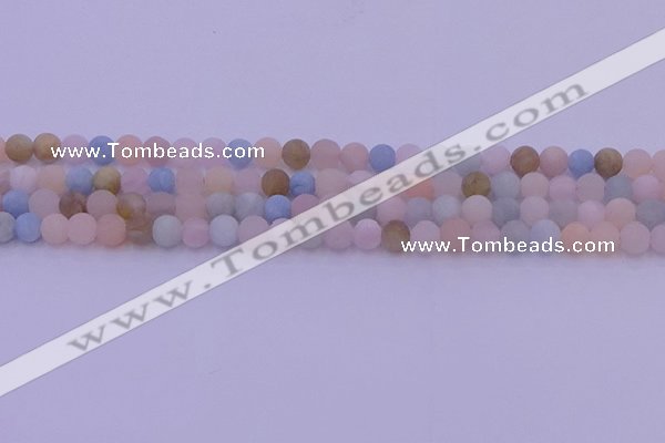 CMG301 15.5 inches 6mm round matte morganite beads wholesale