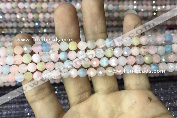 CMG321 15.5 inches 6mm faceted round morganite gemstone beads