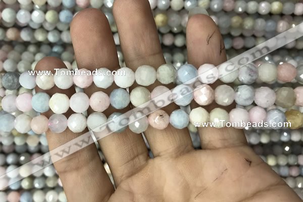 CMG322 15.5 inches 8mm faceted round morganite gemstone beads