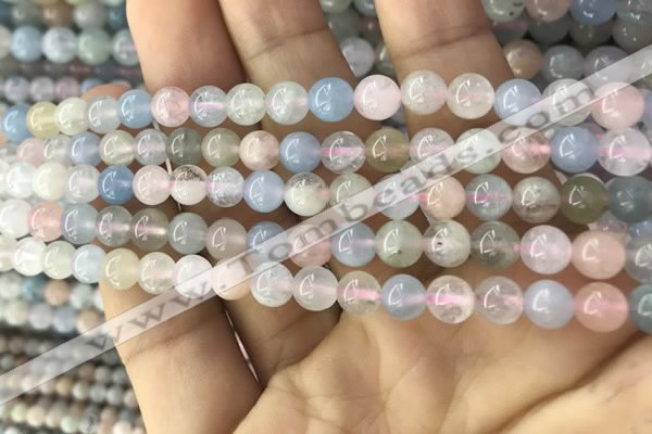 CMG341 15.5 inches 6mm round natural morganite beads