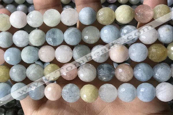 CMG388 15.5 inches 10mm faceted round morganite beads wholesale