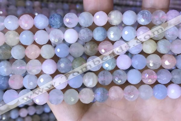 CMG416 15.5 inches 8mm faceted round morganite gemstone beads