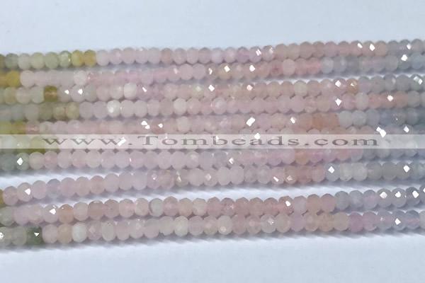 CMG455 15 inches 2*3mm faceted rondelle morganite beads