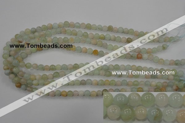 CMG51 15.5 inches 6mm round natural morganite beads wholesale