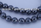 CMH03 16 inches 6mm faceted round magnetic hematite beads