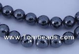 CMH04 16 inches 8mm faceted round magnetic hematite beads