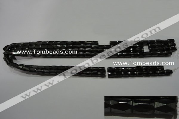 CMH105 15.5 inches 5*8mm faceted tube magnetic hematite beads