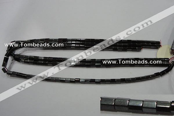 CMH107 15.5 inches 5*6mm faceted tube magnetic hematite beads