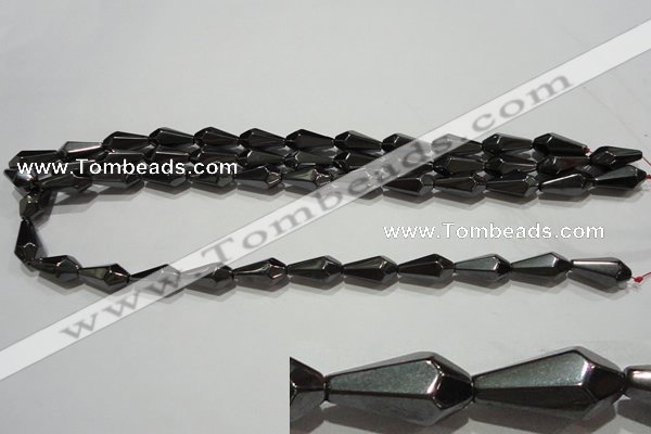 CMH142 15.5 inches 8*16mm faceted teardrop magnetic hematite beads