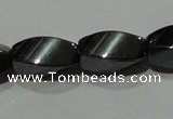 CMH153 15.5 inches 6*12mm twisted rice magnetic hematite beads