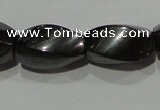 CMH154 15.5 inches 8*14mm twisted rice magnetic hematite beads