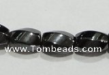 CMH156 15.5 inches 5*8mm twisted rice magnetic hematite beads