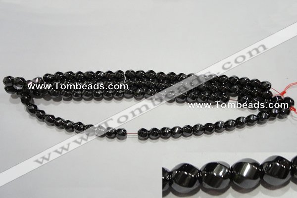 CMH157 15.5 inches 8*8mm twisted rice magnetic hematite beads