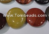 CMK244 15.5 inches 20mm flat round mookaite gemstone beads