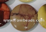 CMK246 15.5 inches 30mm flat round mookaite gemstone beads