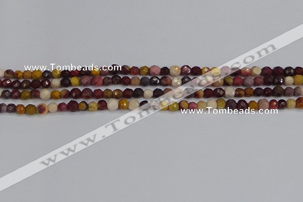 CMK316 15.5 inches 4mm faceted round mookaite gemstone beads