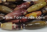 CMK48 15.5 inches 10*30mm faceted rice mookaite beads wholesale